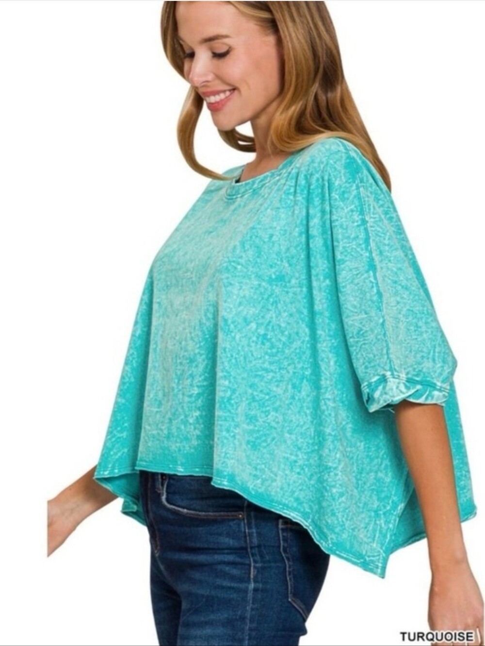 Zenana Drop Shoulder Cropped Batwing Tee OS
